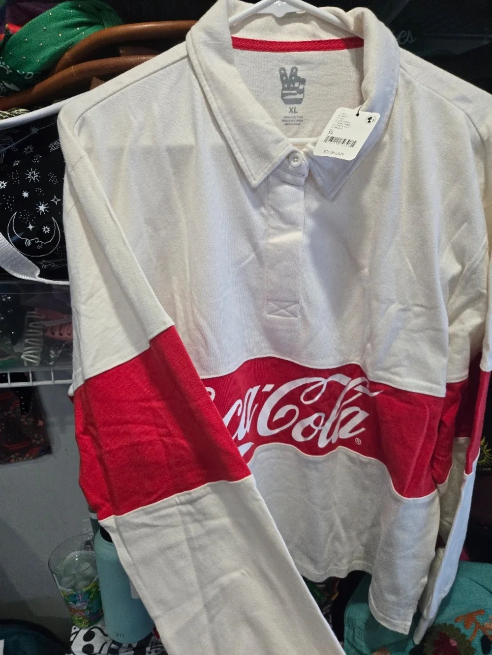 Free people x junk food clothing Coca-cola longsleve t-shirt polo XL NWT